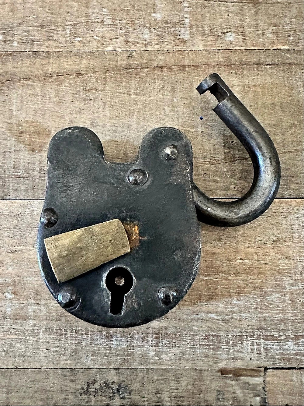 Vintage Style Padlock Silver Black & Brass Jailer Trick Lock 3” Open